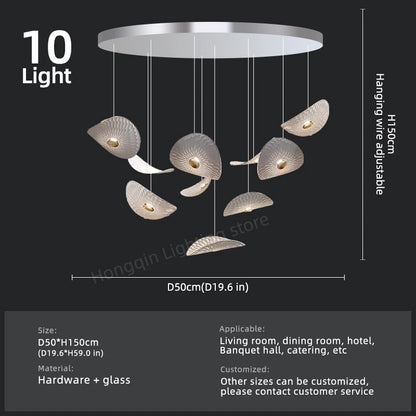 Modern Glass Staircase Chandelier for High Ceilings