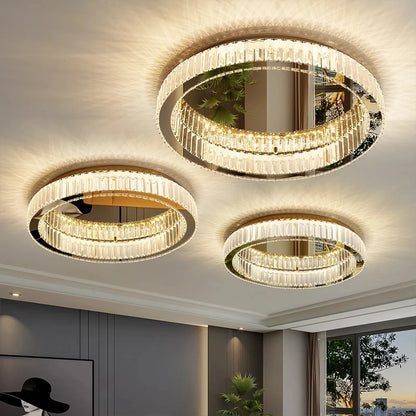 Modern Gold Crystal Ceiling Chandelier LED Living Room Light