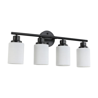 Modern Bathroom Vanity Light 4 5 6 Frosted Glass Black Frame