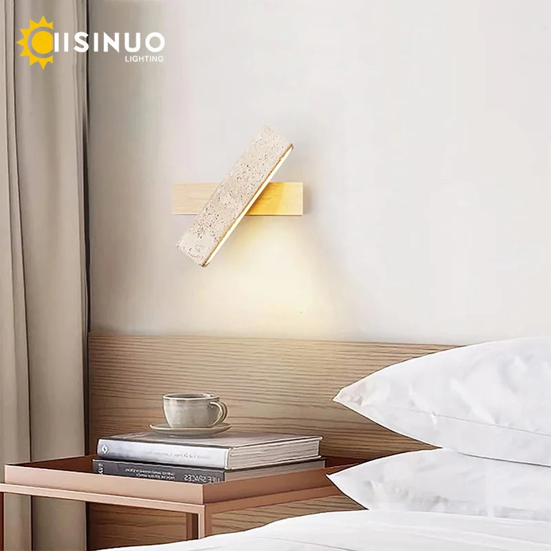 Wabi Sabi Travertine Wall Light with Pull Chain