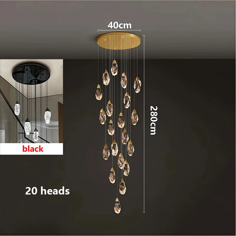 Modern Crystal Pendant Chandelier for High Ceilings