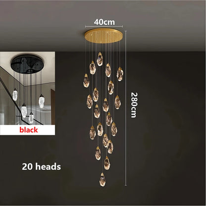 Modern Crystal Pendant Chandelier for High Ceilings