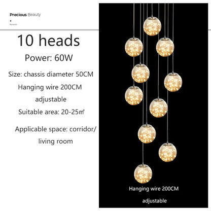 Modern Glass Ball Chandelier for Living Rooms