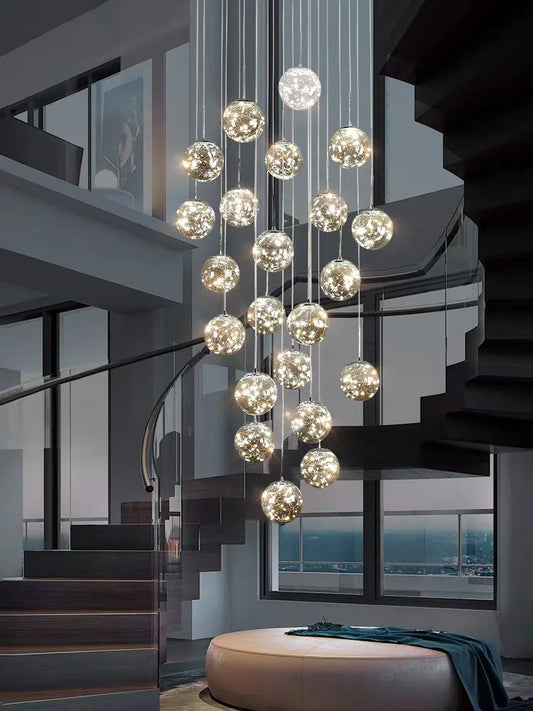 Modern Glass Ball Chandelier for Living Rooms