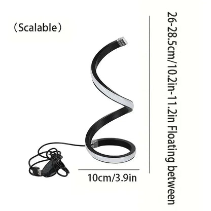 Spiral LED Table Lamp – 3 Color Dimming, USB Powered, Modern Bedroom Light