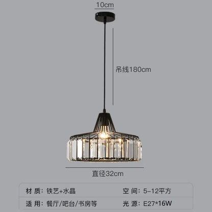 Nordic Crystal Pendant Light Kitchen Island Dining Room Lamp