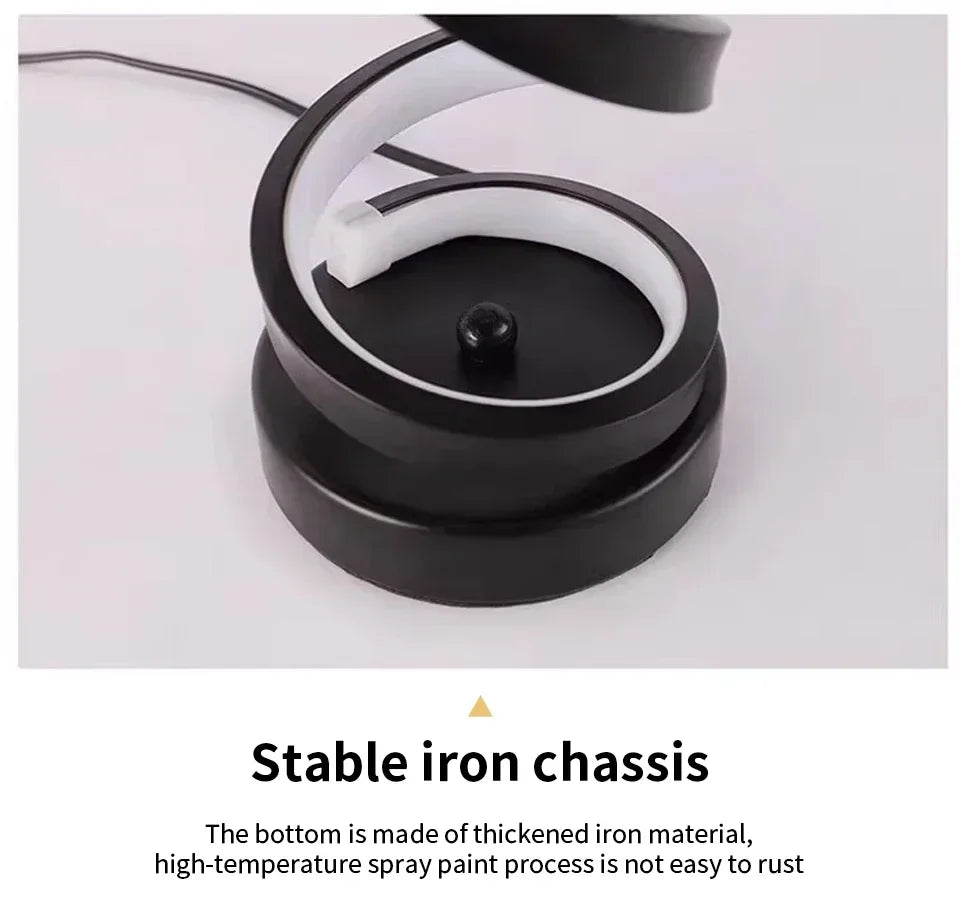 Spiral LED Table Lamp – 3 Color Dimming, USB Powered, Modern Bedroom Light