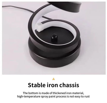 Spiral LED Table Lamp – 3 Color Dimming, USB Powered, Modern Bedroom Light
