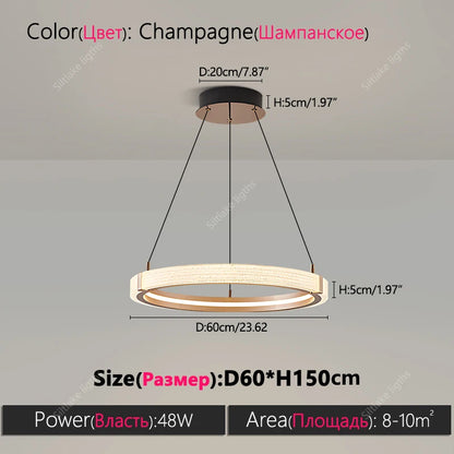 Modern Round Ring Chandelier LED Living Room Bedroom Pendant Light