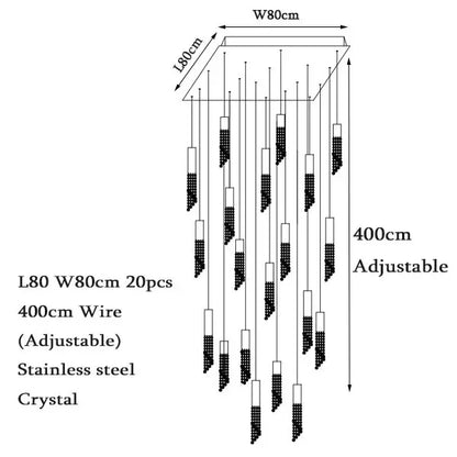 Luxury Crystal Staircase Chandelier for Grand Entrances