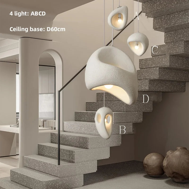 Wabi Sabi Pendant Chandelier for Staircase Lighting