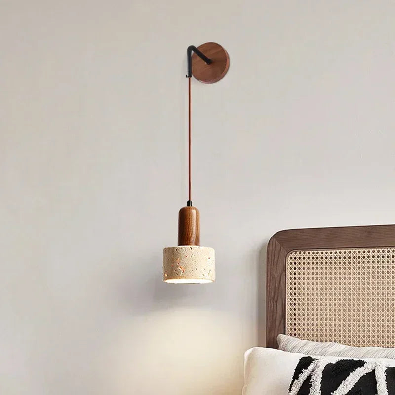Wabi Sabi Stone Wall Lamp Bedroom Bedside LED Light