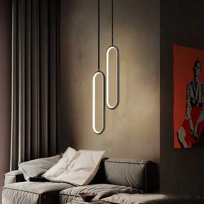 Minimalist LED Pendant Light Gold Black Bedroom Hanging Lamp