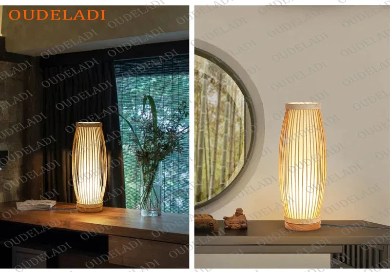 Japanese Bamboo Table Lamp – Zen Style Warm Bedside Lighting