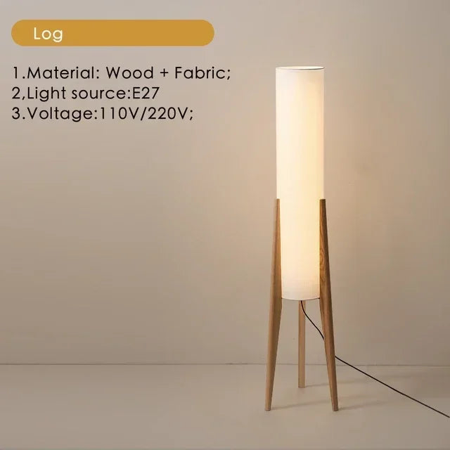Wabi-Sabi Floor Lamp – Japanese Zen Style Black Walnut Ambient Light