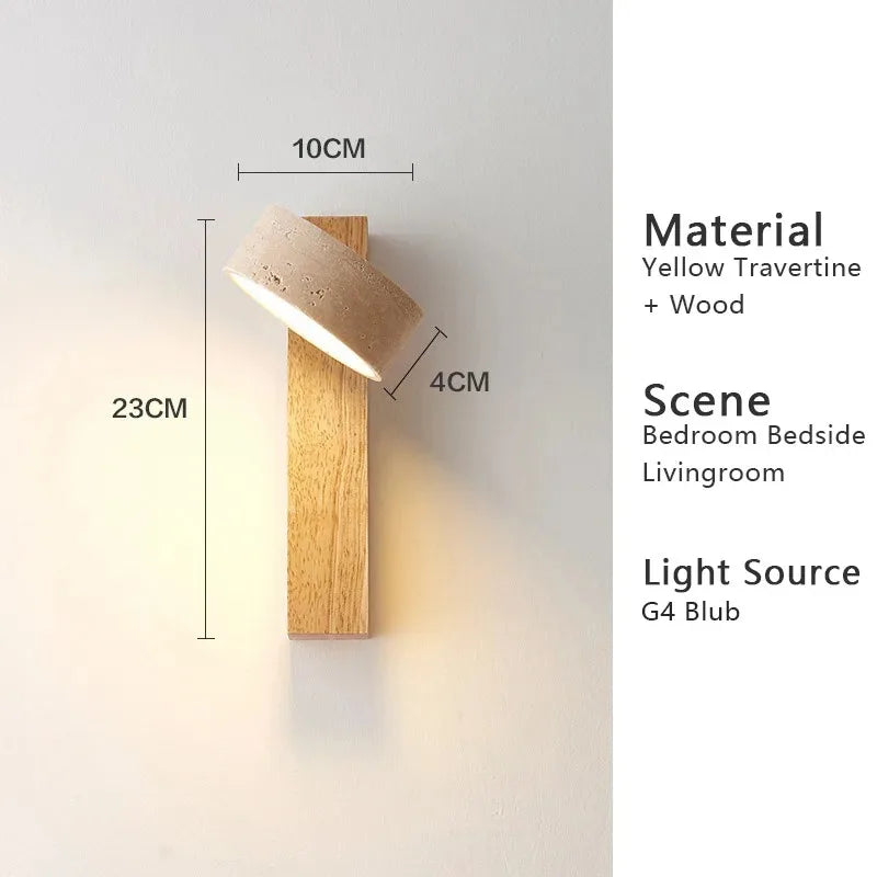 Wabi Sabi Travertine Wall Lamp with Pull Chain