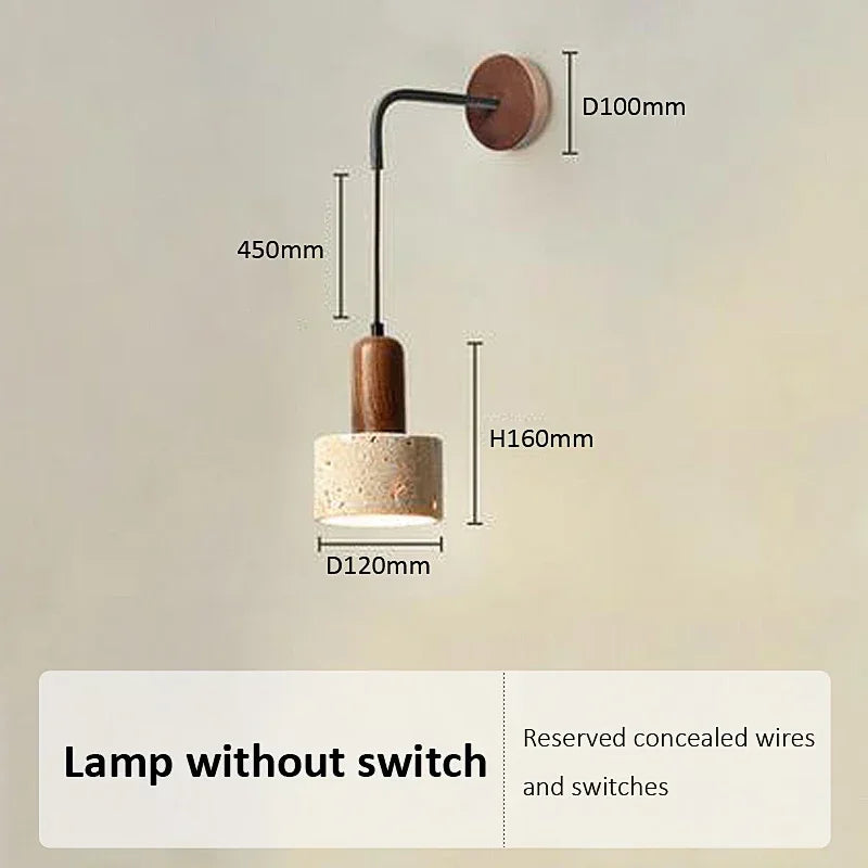 Wabi Sabi Stone Wall Lamp Bedroom Bedside LED Light