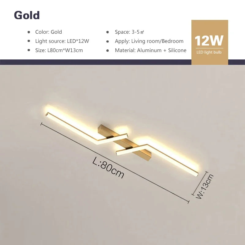 Modern LED Line Ceiling Light Living Room Dining Room Fixture