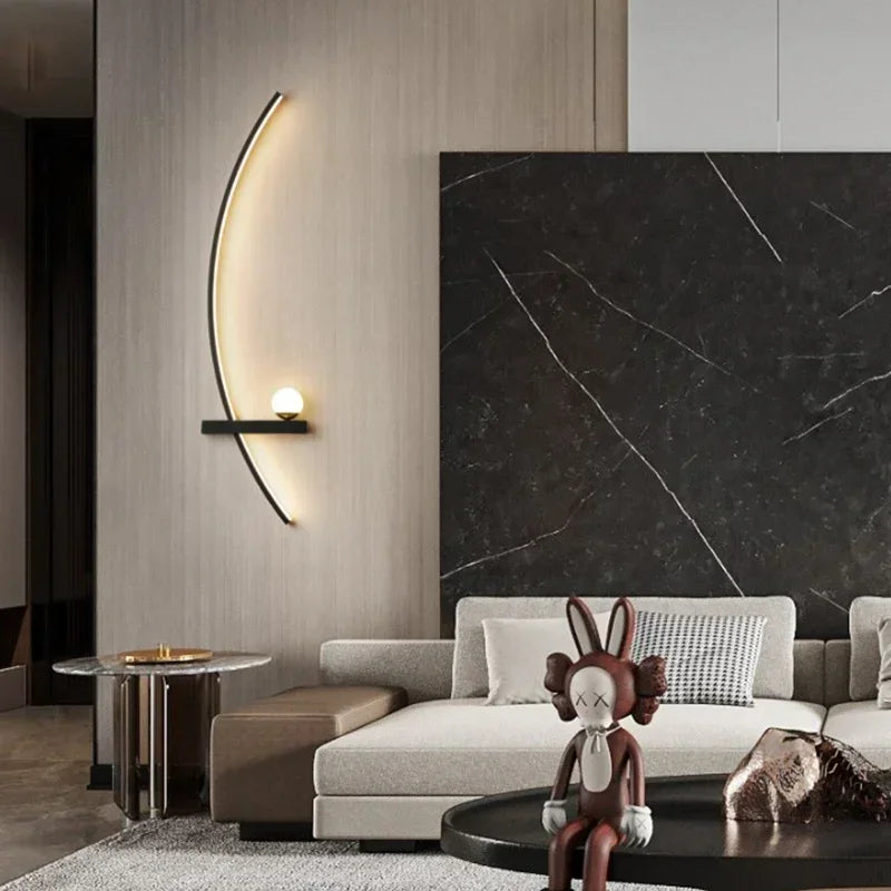 Modern Black LED Wall Light for Bedrooms and Hallways