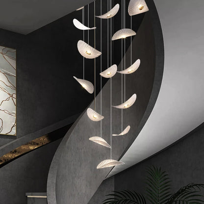Modern Glass Staircase Chandelier for High Ceilings