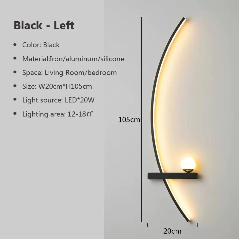 Modern Black LED Wall Light for Bedrooms and Hallways