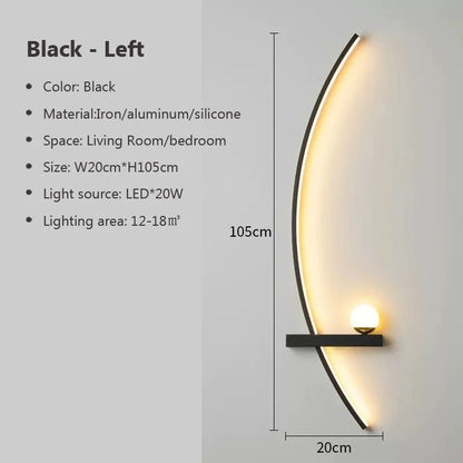 Modern Black LED Wall Light for Bedrooms and Hallways