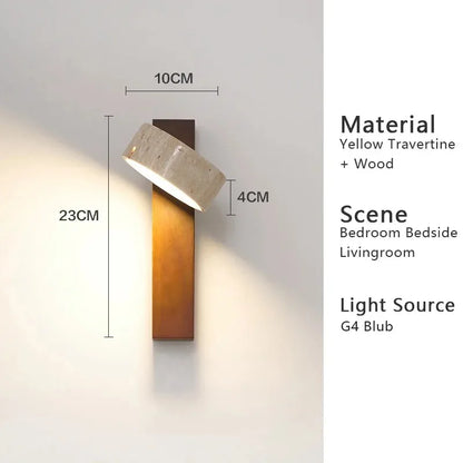 Wabi Sabi Travertine Wall Lamp with Pull Chain