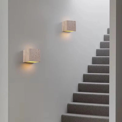 Wabi Sabi Travertine Wall Lamp for Cozy Bedrooms