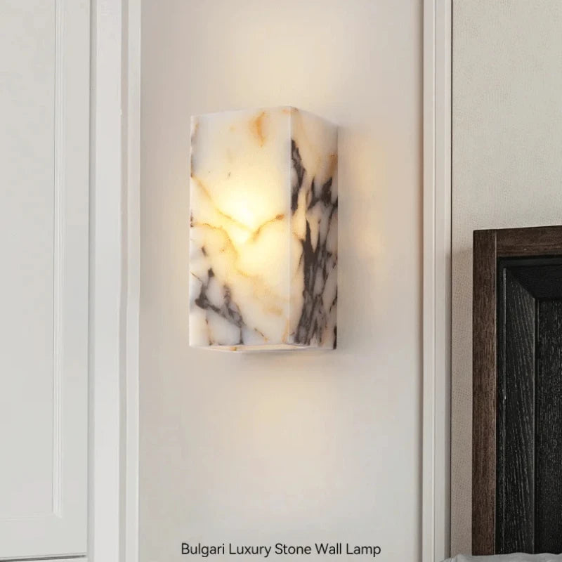 Luxury Black Stone Wall Sconce for Modern Bedrooms
