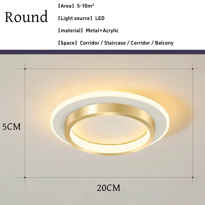 Nordic Gold LED Ceiling Light Modern Hallway Lighting