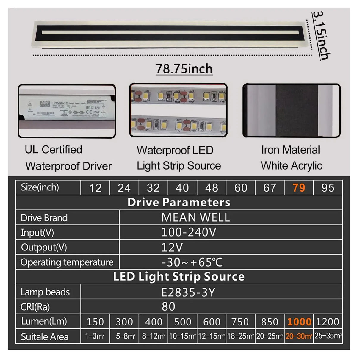 Modern Outdoor LED Strip Wall Light for Patios