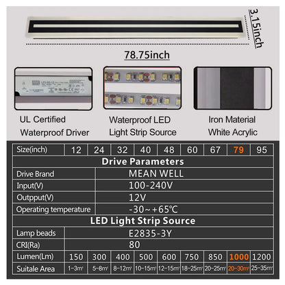 Modern Outdoor LED Strip Wall Light for Patios