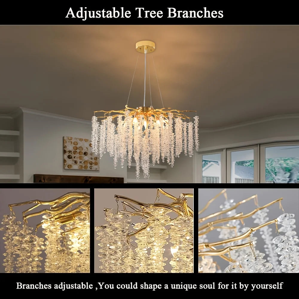 Modern Gold Tree Branch Chandelier 9 Light Luxury Living Room Pendant