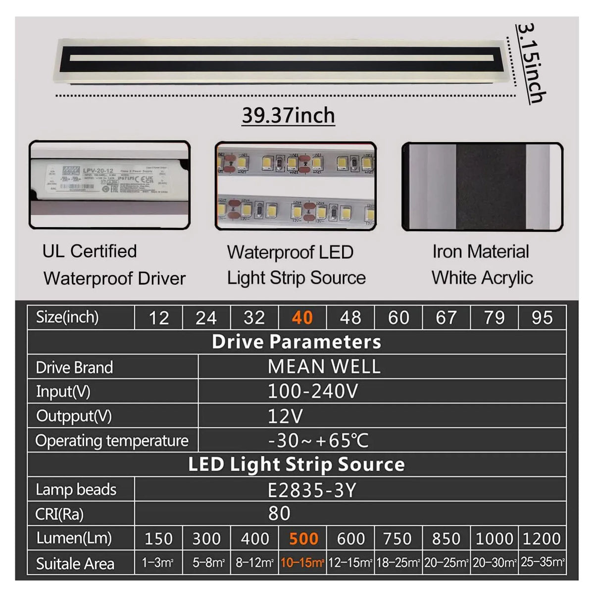 Modern Outdoor LED Strip Wall Light for Patios