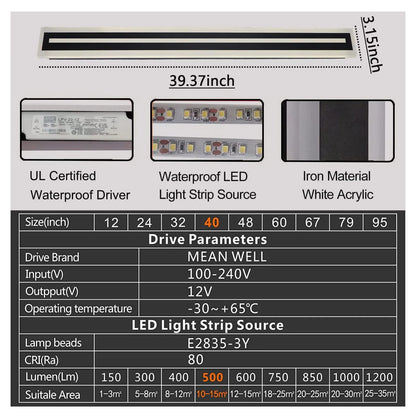 Modern Outdoor LED Strip Wall Light for Patios