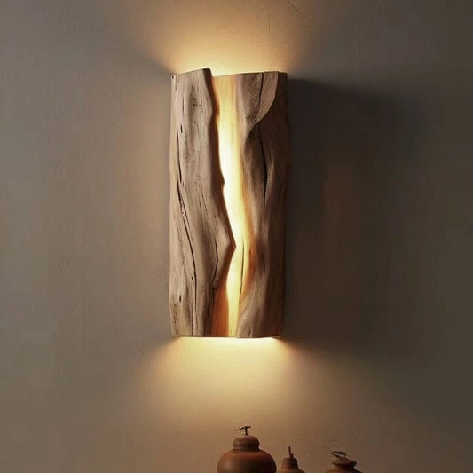 Wabi Sabi Solid Wood Wall Lamp for Cozy Interiors