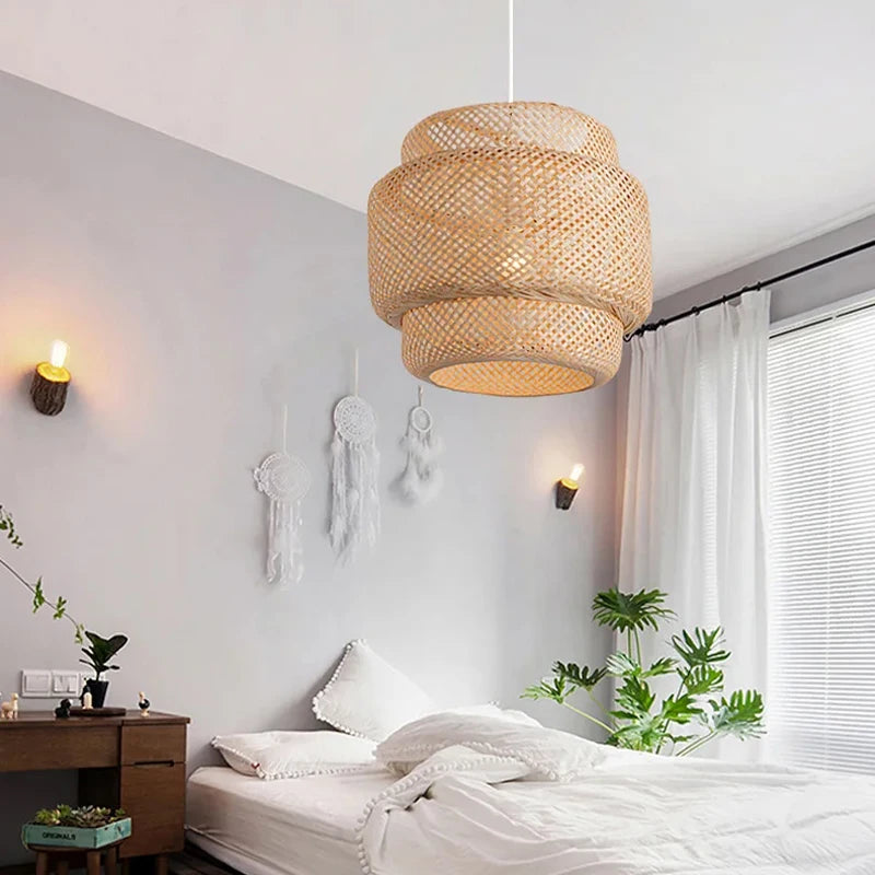 Modern Bamboo Pendant 30cm Hand-Woven Lantern Dining Bedroom