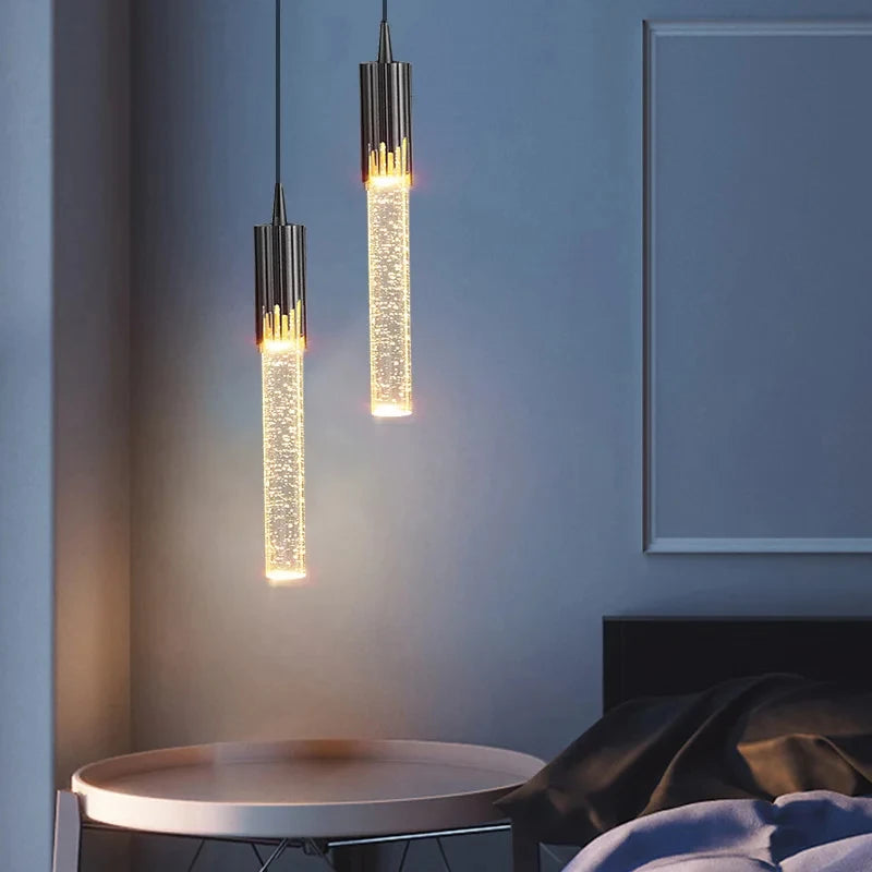 Nordic Crystal Pendant Light LED Bedroom Hanging Lamp