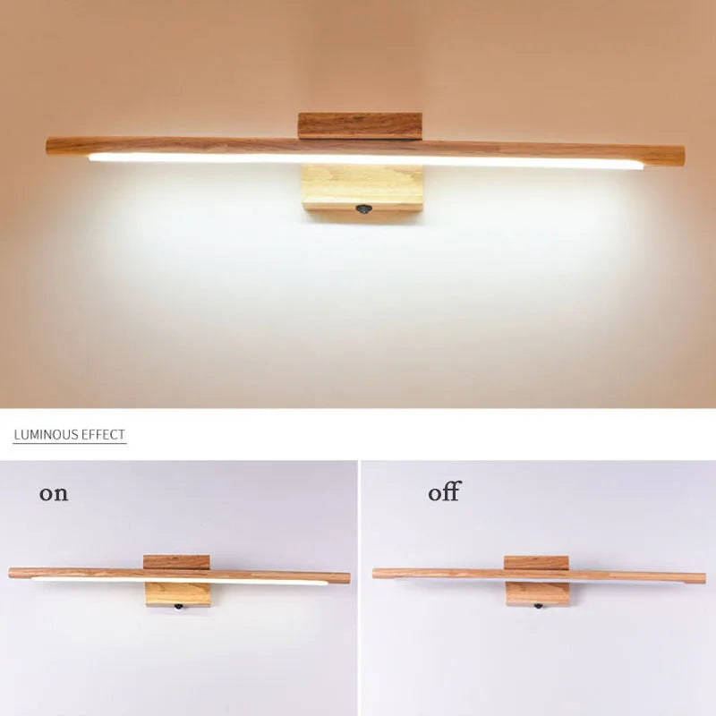 Nordic Wooden LED Mirror Light for Bathrooms