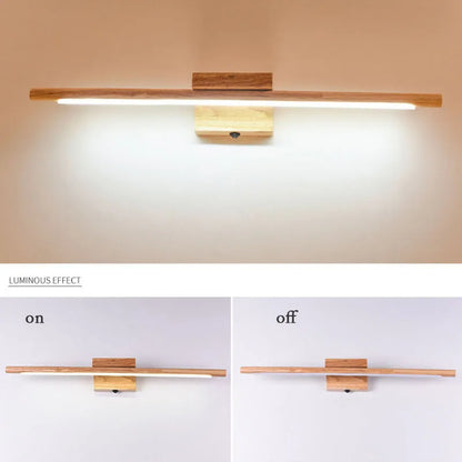 Nordic Wooden LED Mirror Light for Bathrooms