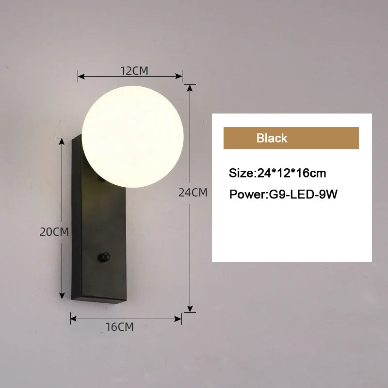 Nordic Glass Ball LED Wall Sconce for Modern Homes