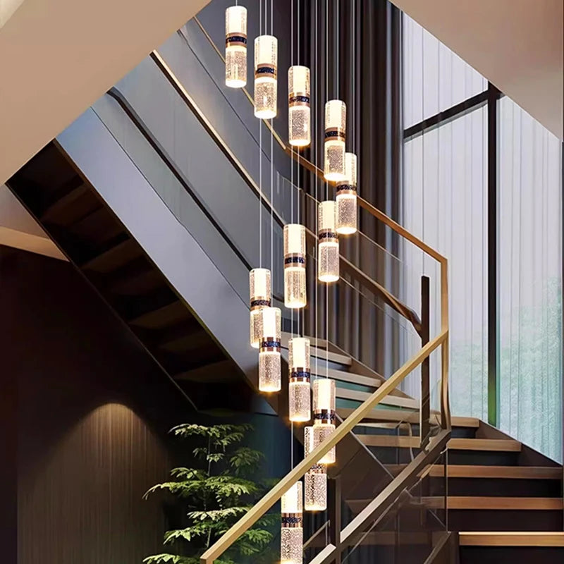 Luxury Crystal Staircase Chandelier for High Ceilings