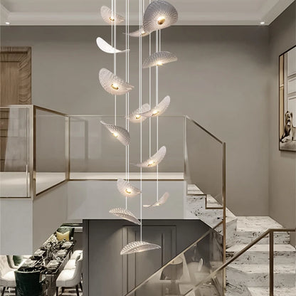 Modern Glass Staircase Chandelier for High Ceilings