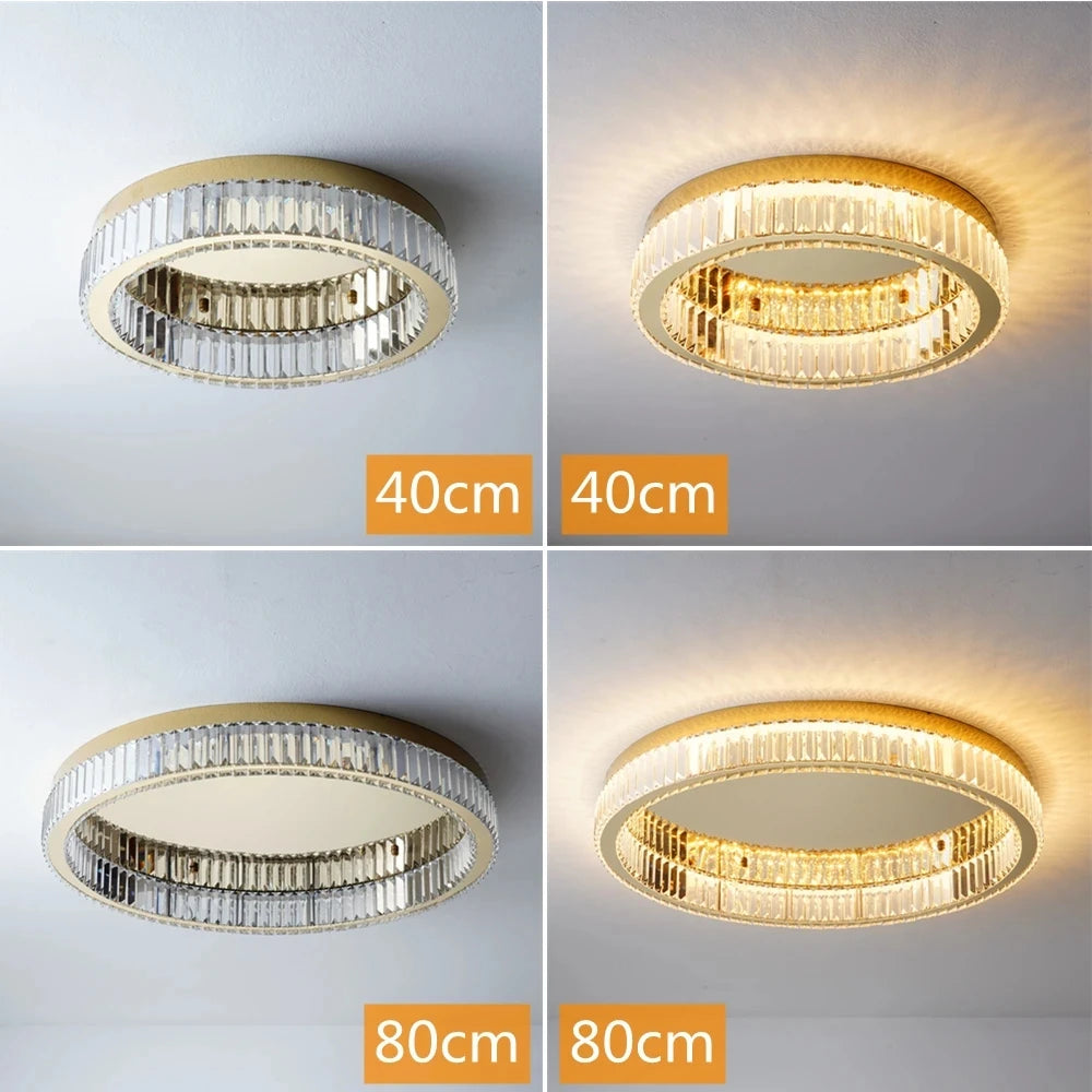 Modern Gold Crystal Ceiling Chandelier LED Living Room Light