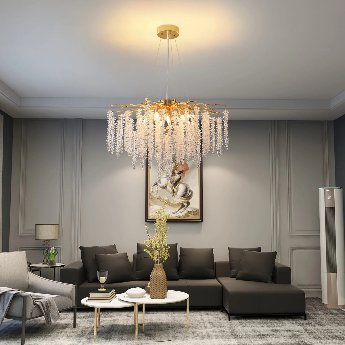 Modern Gold Tree Branch Chandelier 9 Light Luxury Living Room Pendant