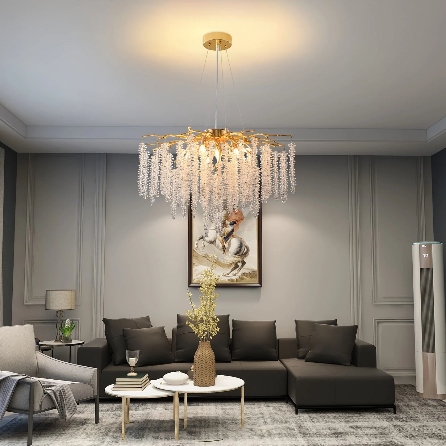 Modern Gold Tree Branch Chandelier 9 Light Luxury Living Room Pendant