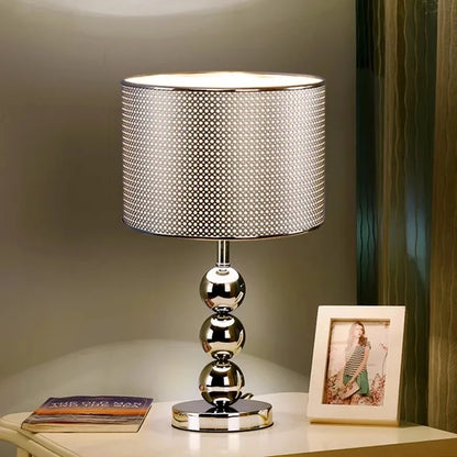 Modern Metallic Table Lamp – Gold/Silver Bedside Light with Soft Glow
