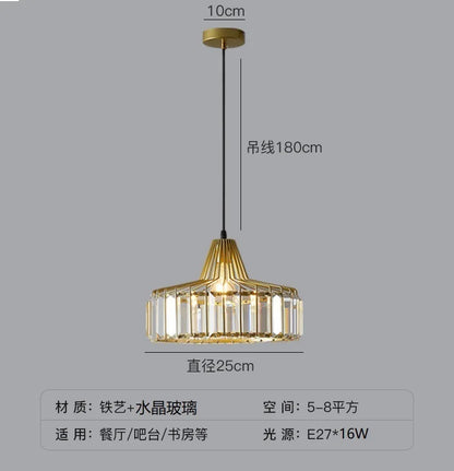 Nordic Crystal Pendant Light Kitchen Island Dining Room Lamp