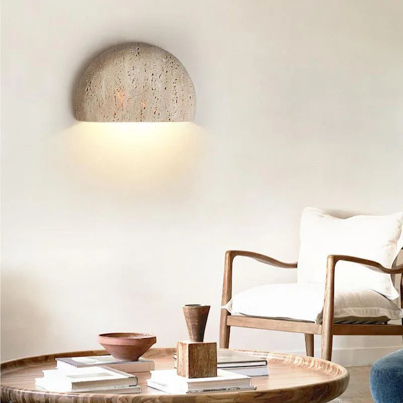 Wabi Sabi Stone Wall Lamp Bedroom Living Room Sconce