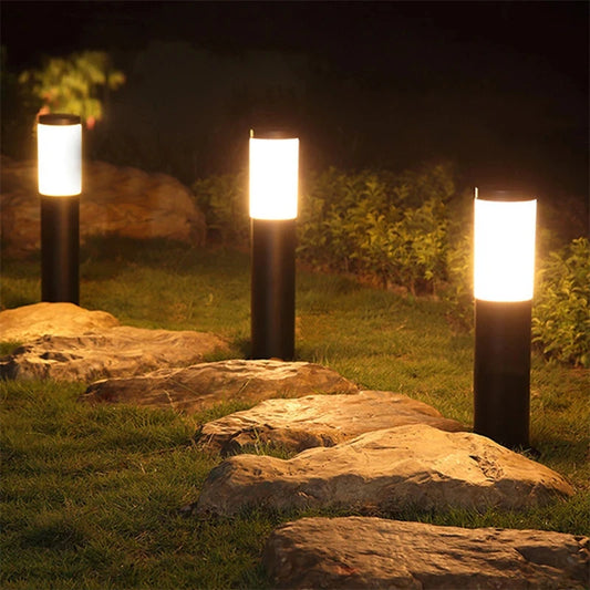 Solar Garden Path Light Stainless Steel Outdoor Pillar Lawn Lamp